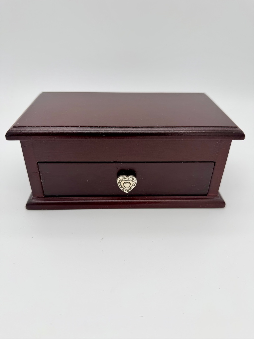 Brighton Wooden Jewelry Box with Drawer & Heart Knob